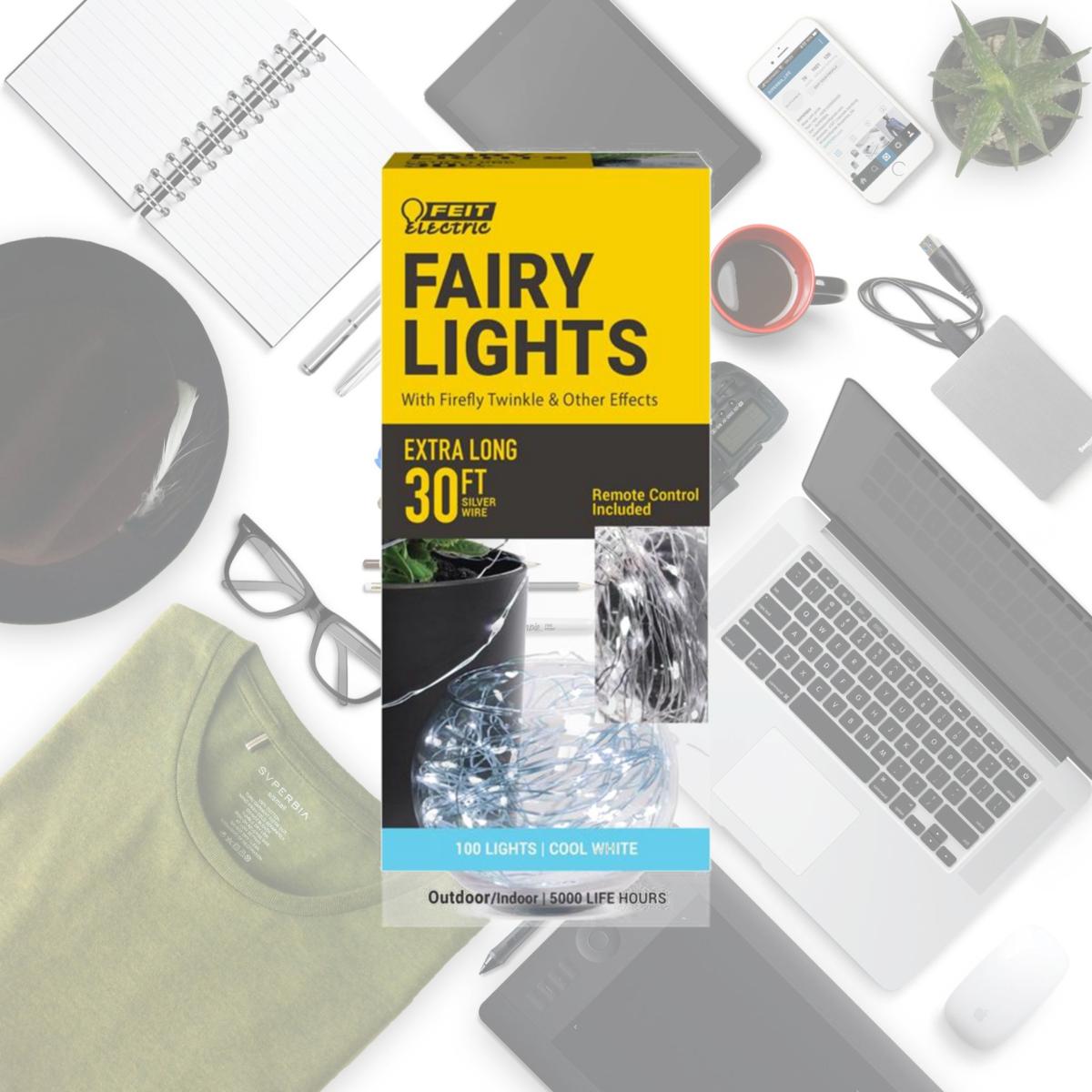 Picture of Feit Electric 3010231 30 ft. LED Fairy String Lights, Cool White - 100 lights