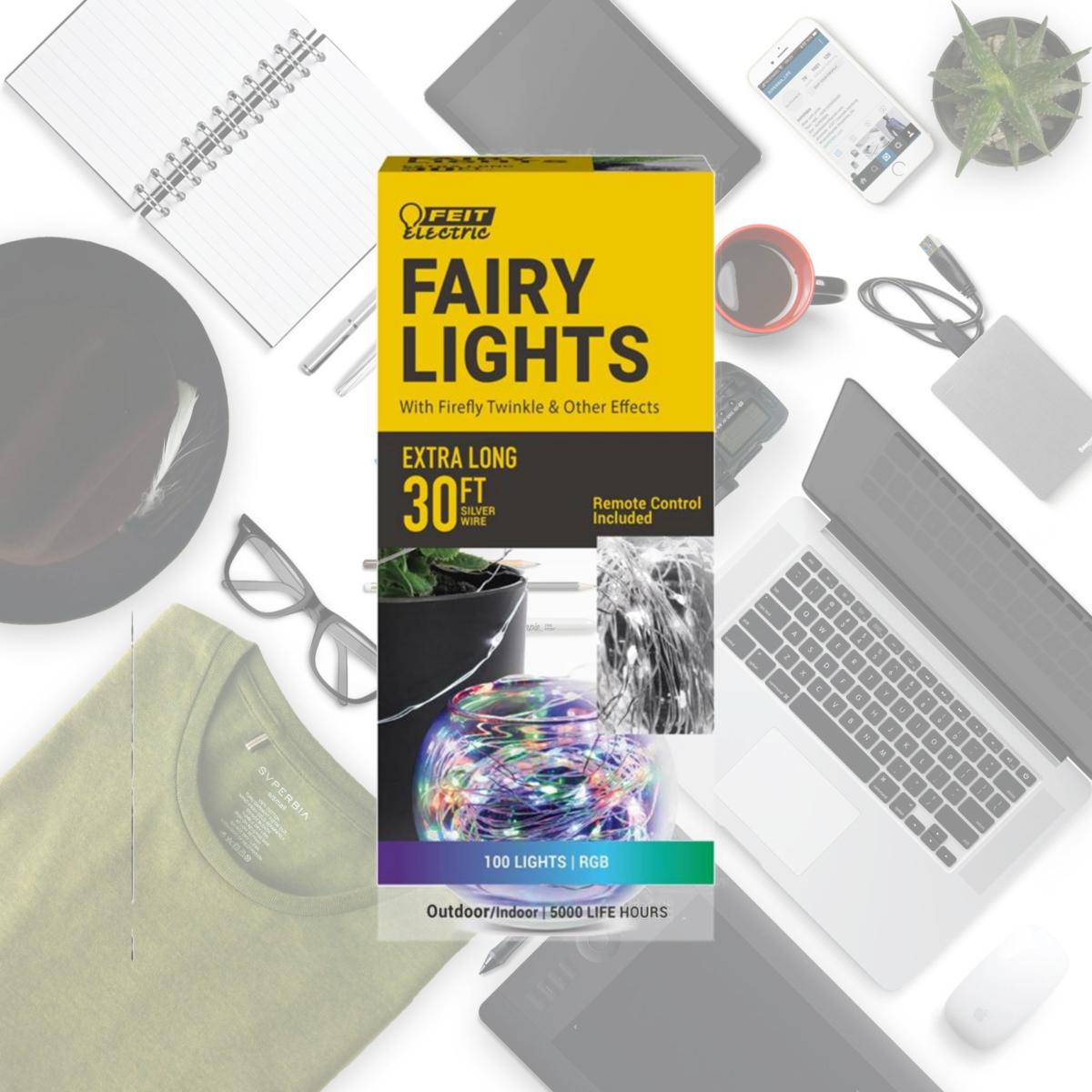 Picture of Feit Electric 3010236 30 ft. LED Fairy String Lights, Multi Color - 100 lights