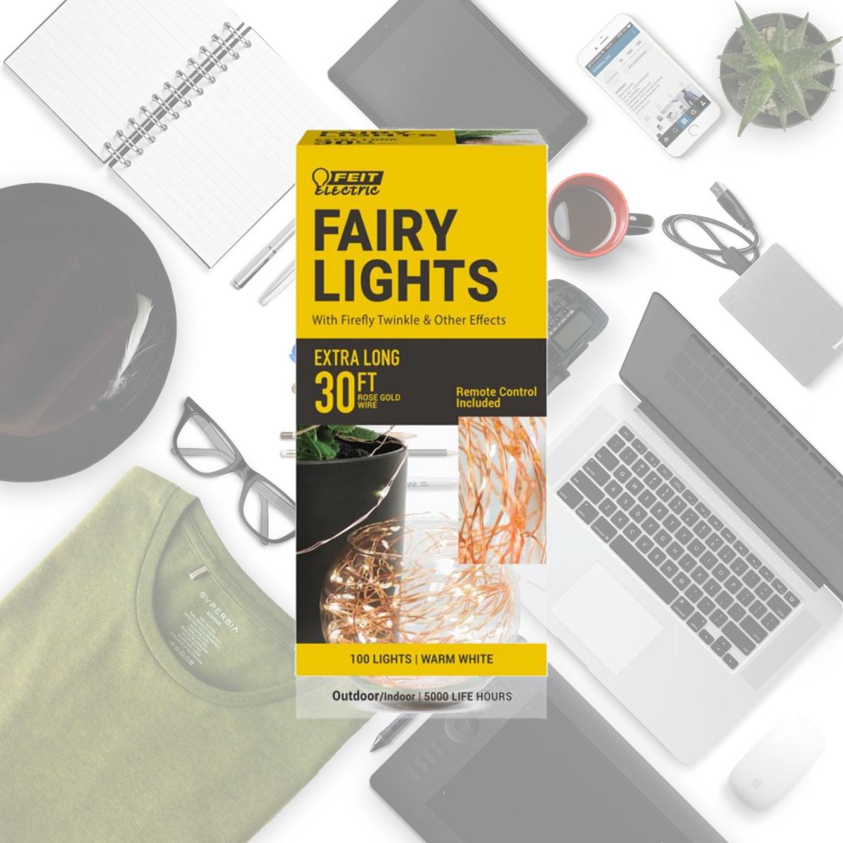 Picture of Feit Electric 3010237 30 ft. LED Fairy String Lights, Warm White - 100 lights
