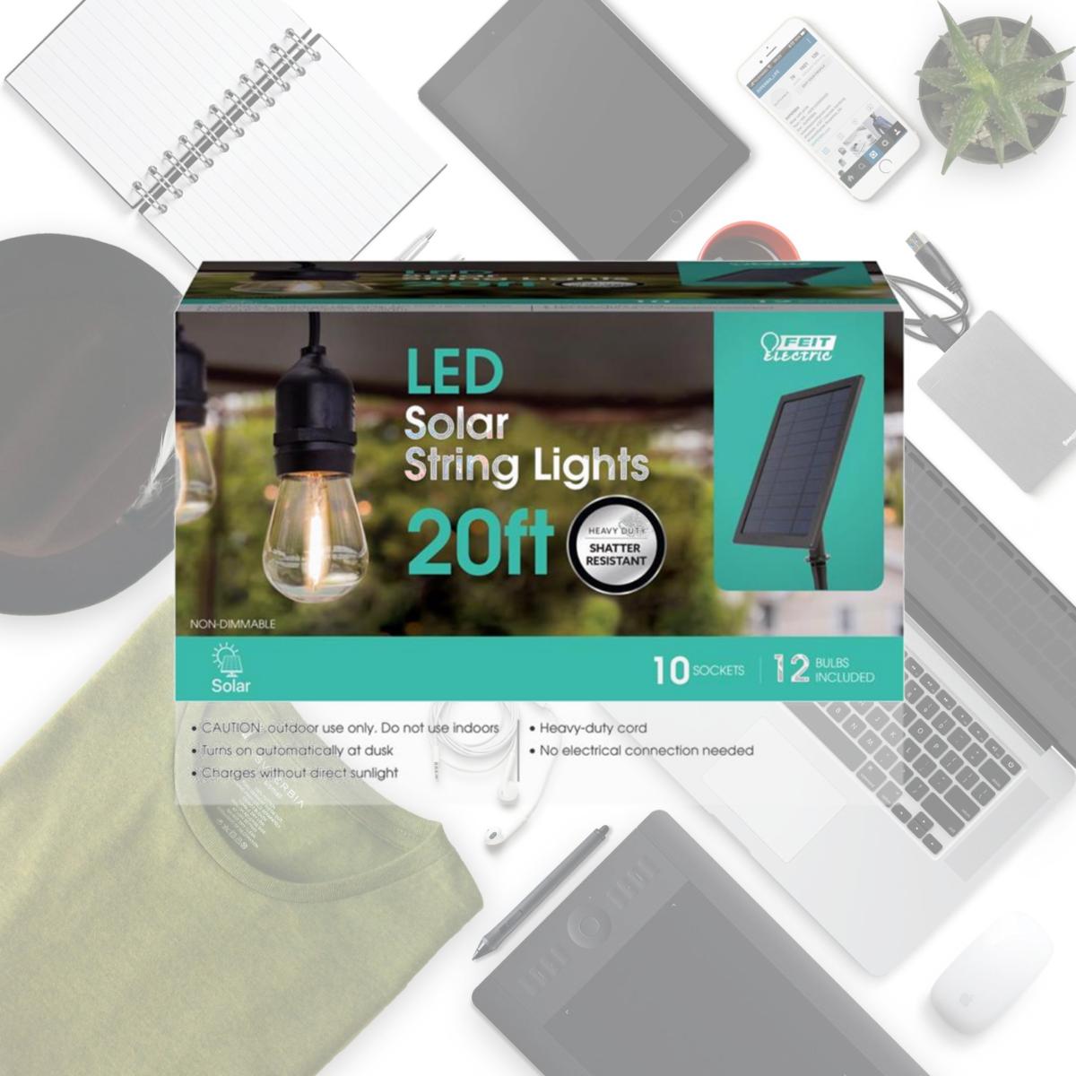 Picture of Feit Electric 3010293 20 ft. LED Solar String Light Set, Amber - 10 lights
