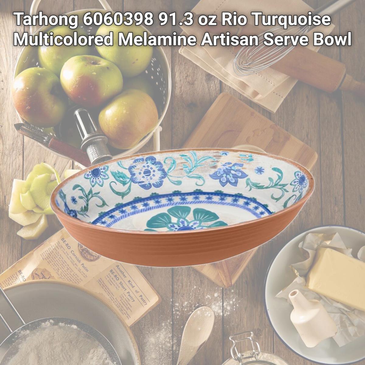 Picture of Tarhong 6060398 91.3 oz Rio Turquoise Multicolored Melamine Artisan Serve Bowl
