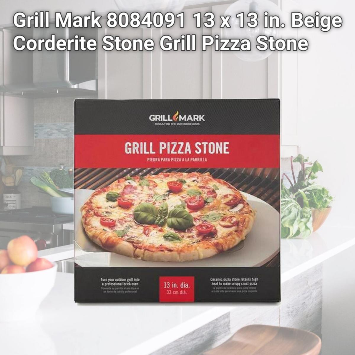 Picture of Grill Mark 8084091 13 x 13 in. Beige Corderite Stone Grill Pizza Stone