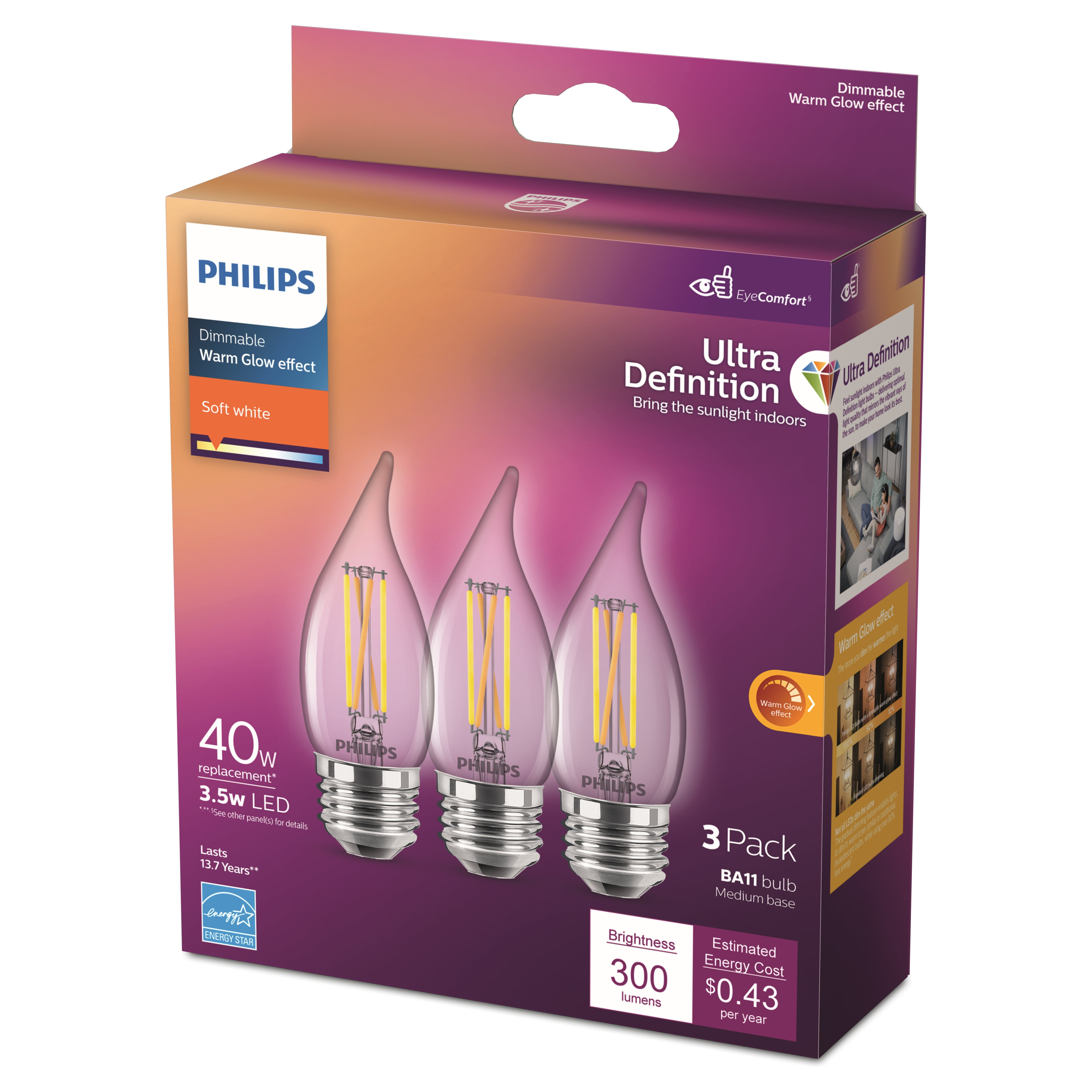 UPC 046677566678 product image for 3013934 Ultra Definition BA11 E26 Medium LED Bulb, Soft White - 40W Equivale | upcitemdb.com