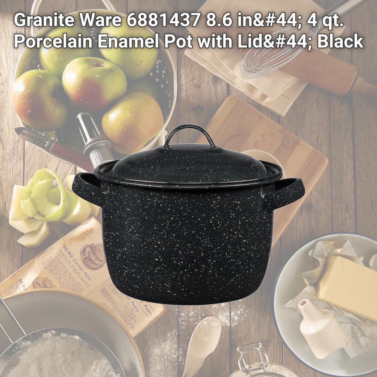 Picture of Granite Ware 6881437 8.6 in, 4 qt. Porcelain Enamel Pot with Lid, Black