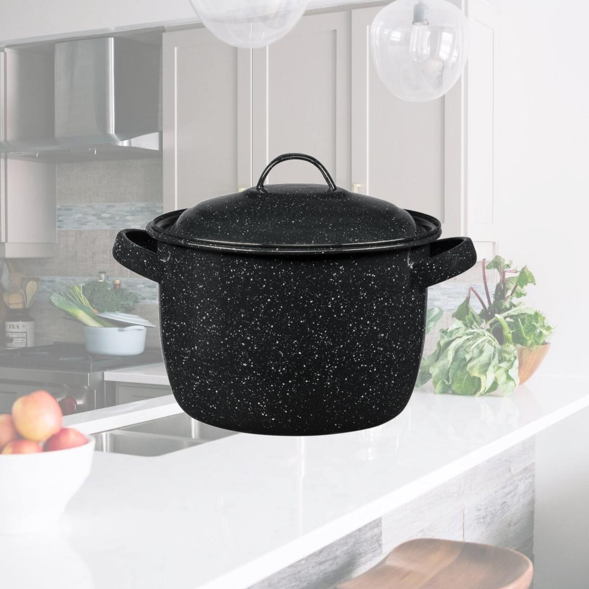 Picture of Granite Ware 6881437 8.6 in, 4 qt. Porcelain Enamel Pot with Lid, Black