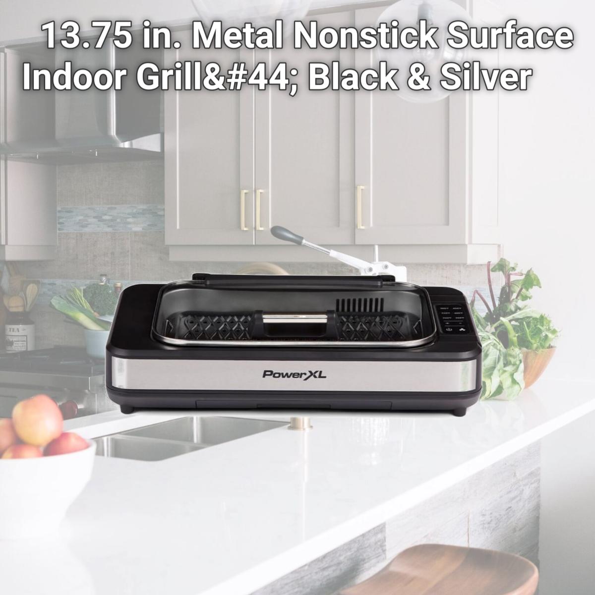 Picture of Powerxl 6063231 13.75 in. Metal Nonstick Surface Indoor Grill, Black & Silver