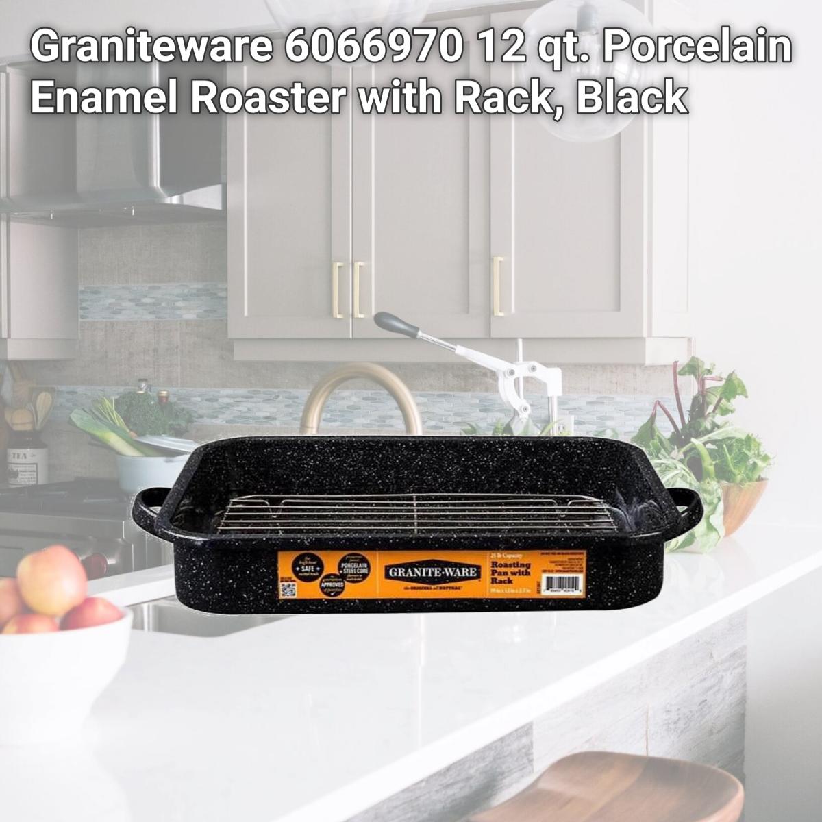 Picture of Graniteware 6066970 12 qt. Porcelain Enamel Roaster with Rack, Black