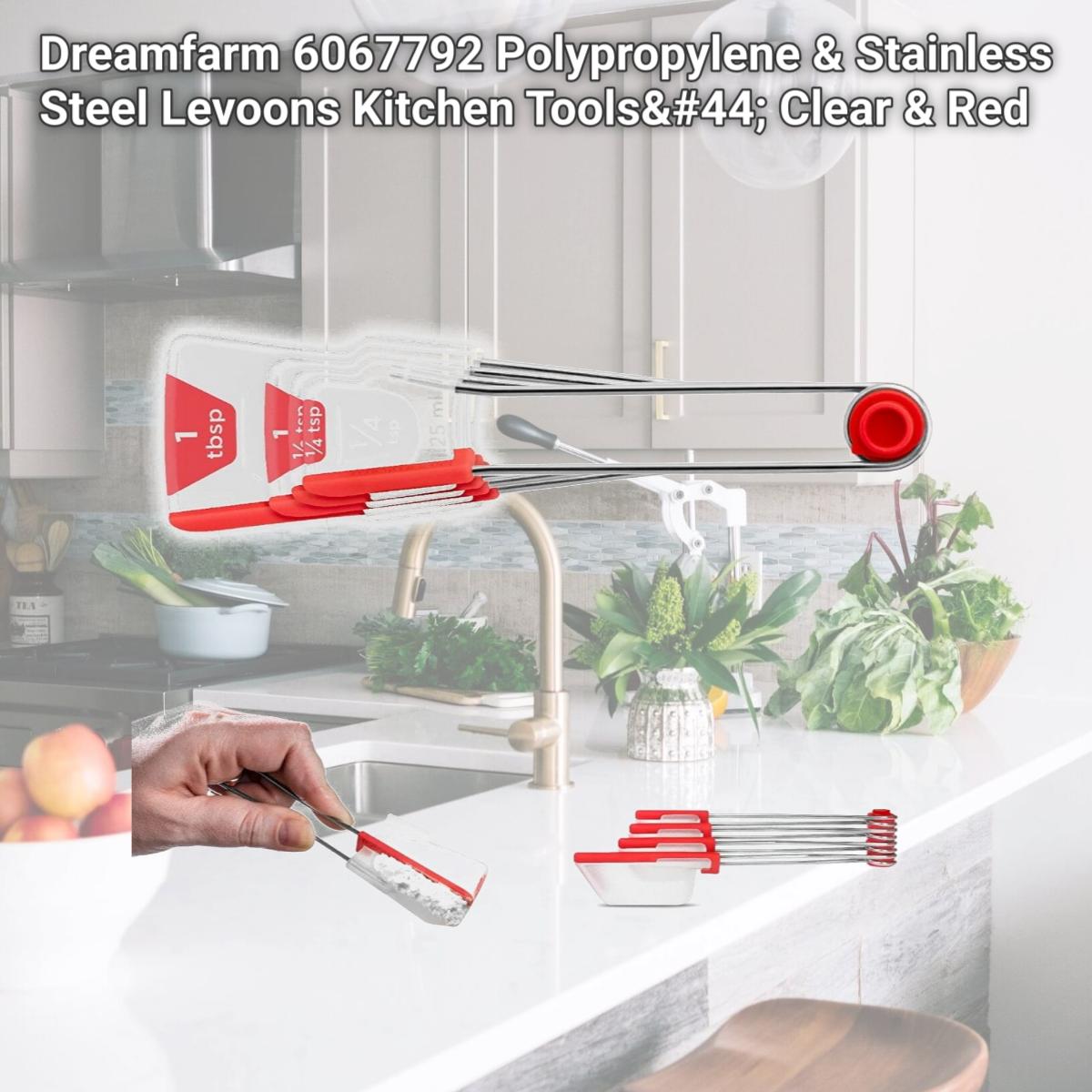 Picture of Dreamfarm 6067792 Polypropylene & Stainless Steel Levoons Kitchen Tools, Clear & Red