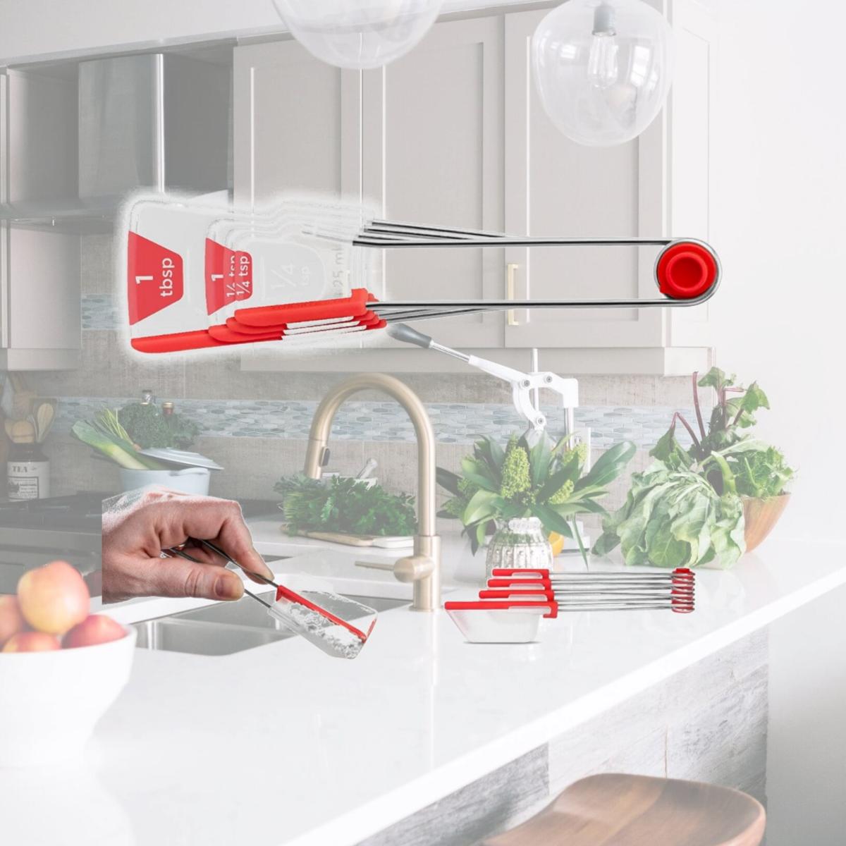 Picture of Dreamfarm 6067792 Polypropylene & Stainless Steel Levoons Kitchen Tools, Clear & Red