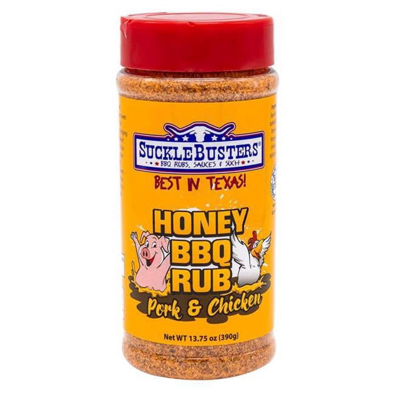 SuckleBusters Honey BBQ Rub: Award-Winning Sweet & Smoky  Sweet-Honey Seasoning for Pork & Chicken  Gluten-Free  No MSG Shaker (13.75oz)