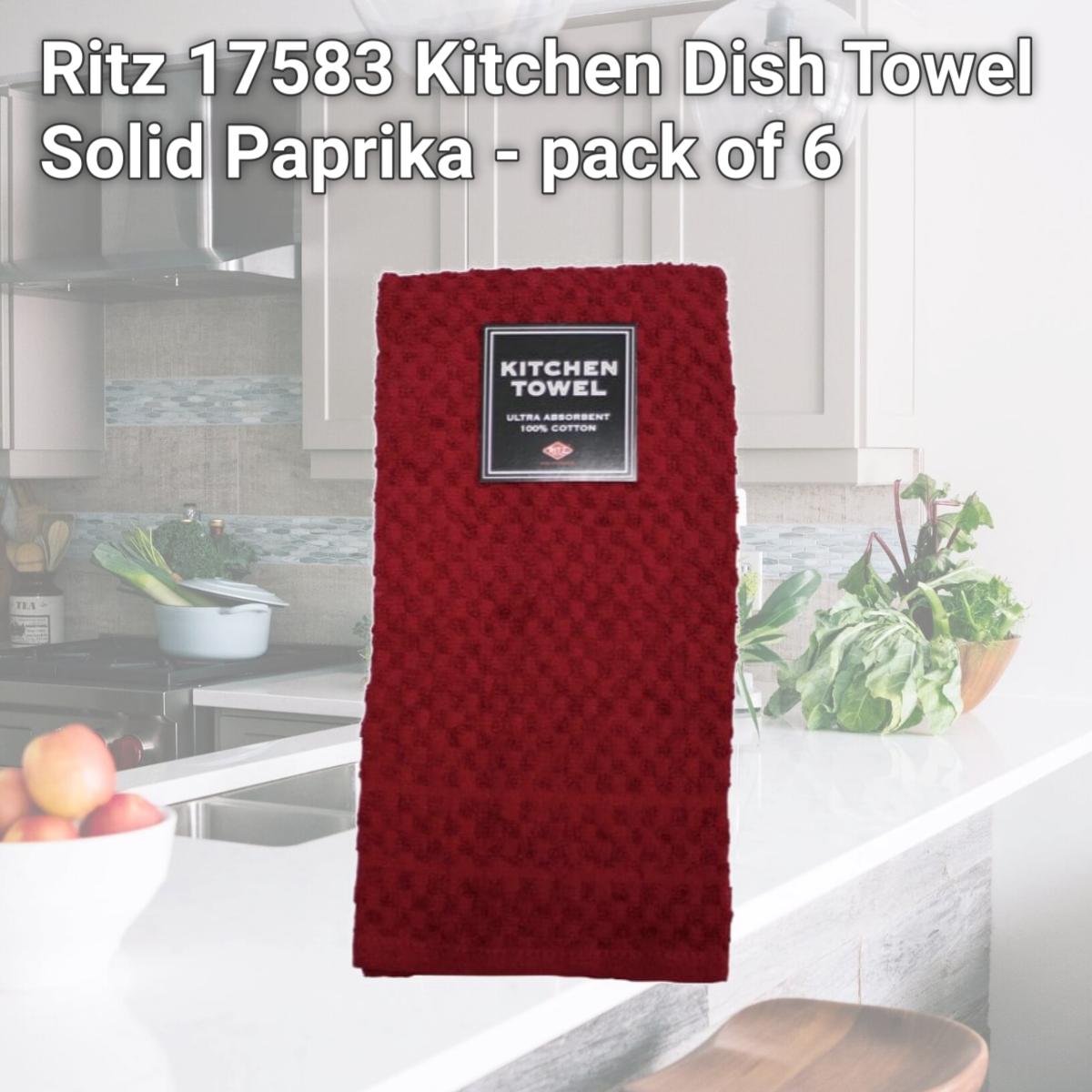 Picture of Ritz 17583 Kitchen Dish Towel  Solid Paprika - pack of 6