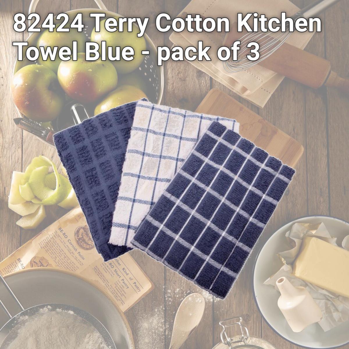 Picture of Ritz 82424 Terry Cotton Kitchen Towel  Blue - pack of 3