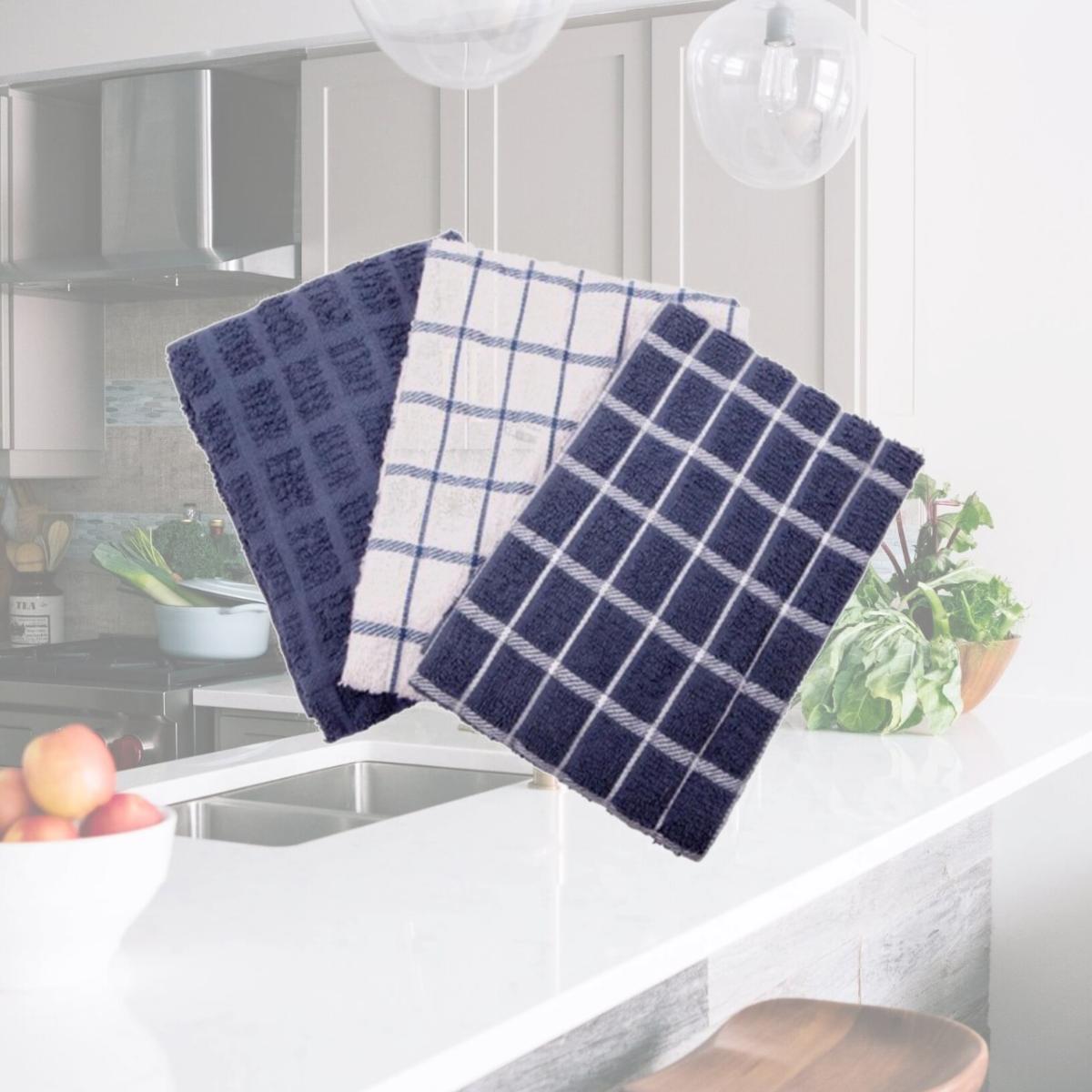 Picture of Ritz 82424 Terry Cotton Kitchen Towel  Blue - pack of 3