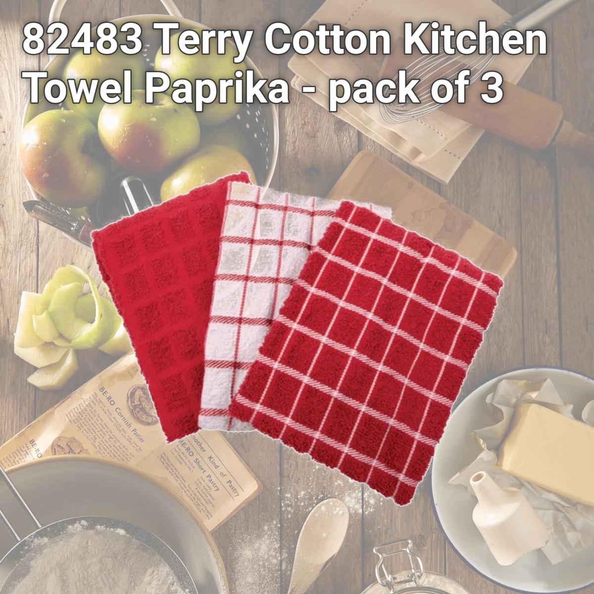 Picture of Ritz 82483 Terry Cotton Kitchen Towel  Paprika - pack of 3