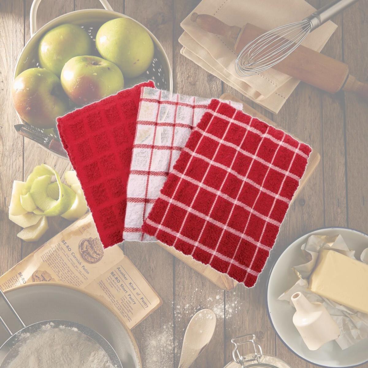 Picture of Ritz 82483 Terry Cotton Kitchen Towel  Paprika - pack of 3