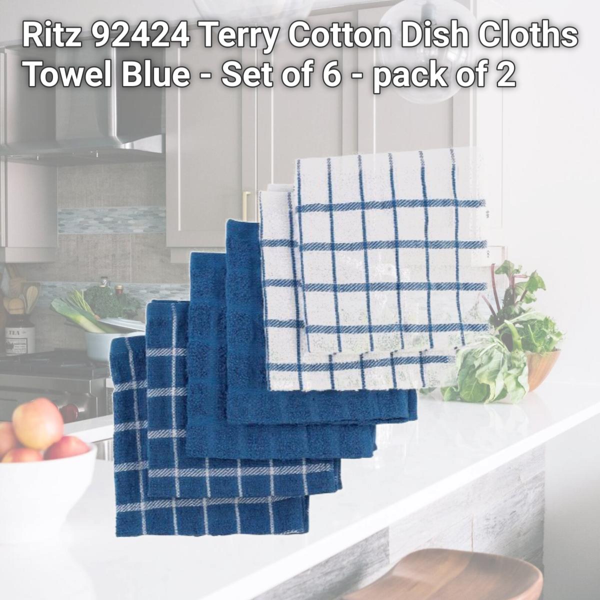 Picture of Ritz 92424 Terry Cotton Dish Cloths Towel  Blue - Set of 6 -  pack of 2
