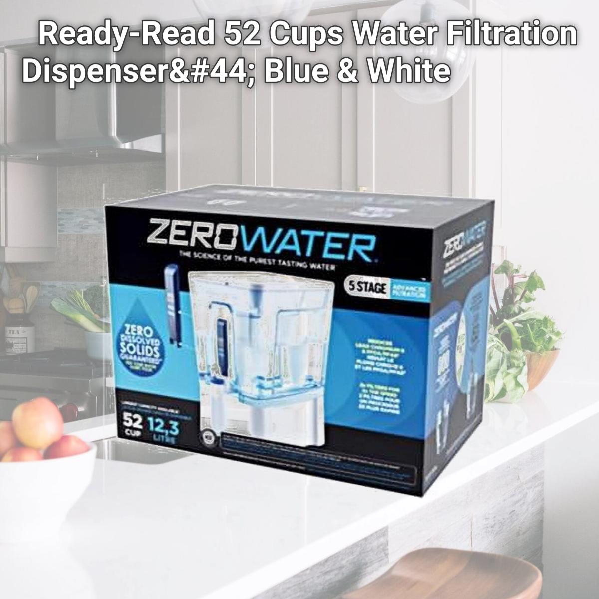 Picture of Zerowater 4020738 Ready-Read 52 Cups Water Filtration Dispenser, Blue & White
