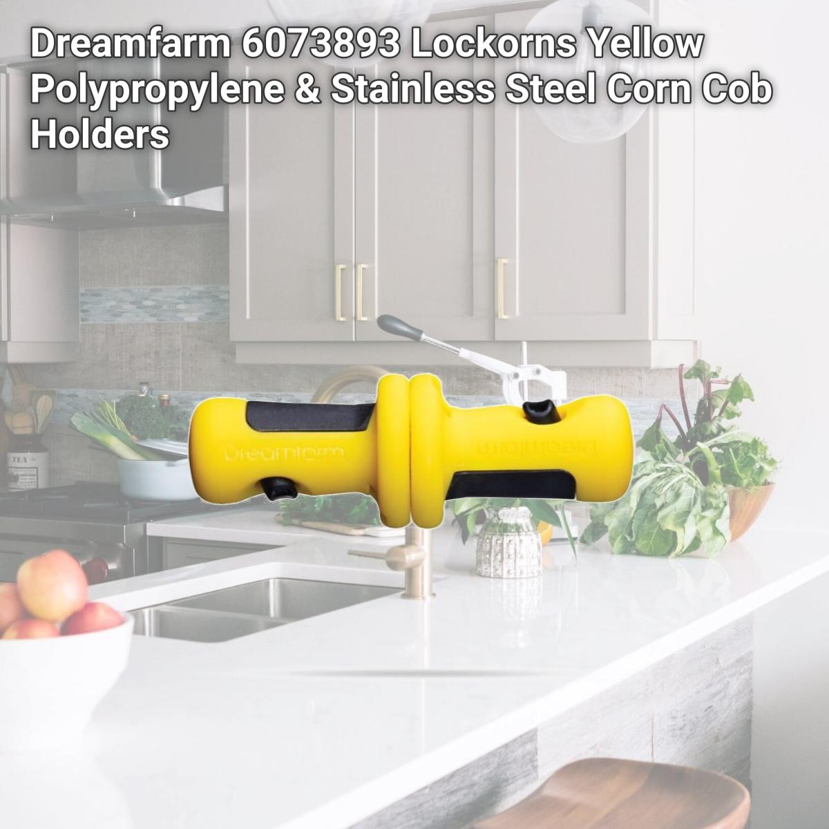 Picture of Dreamfarm 6073893 Lockorns Yellow Polypropylene & Stainless Steel Corn Cob Holders