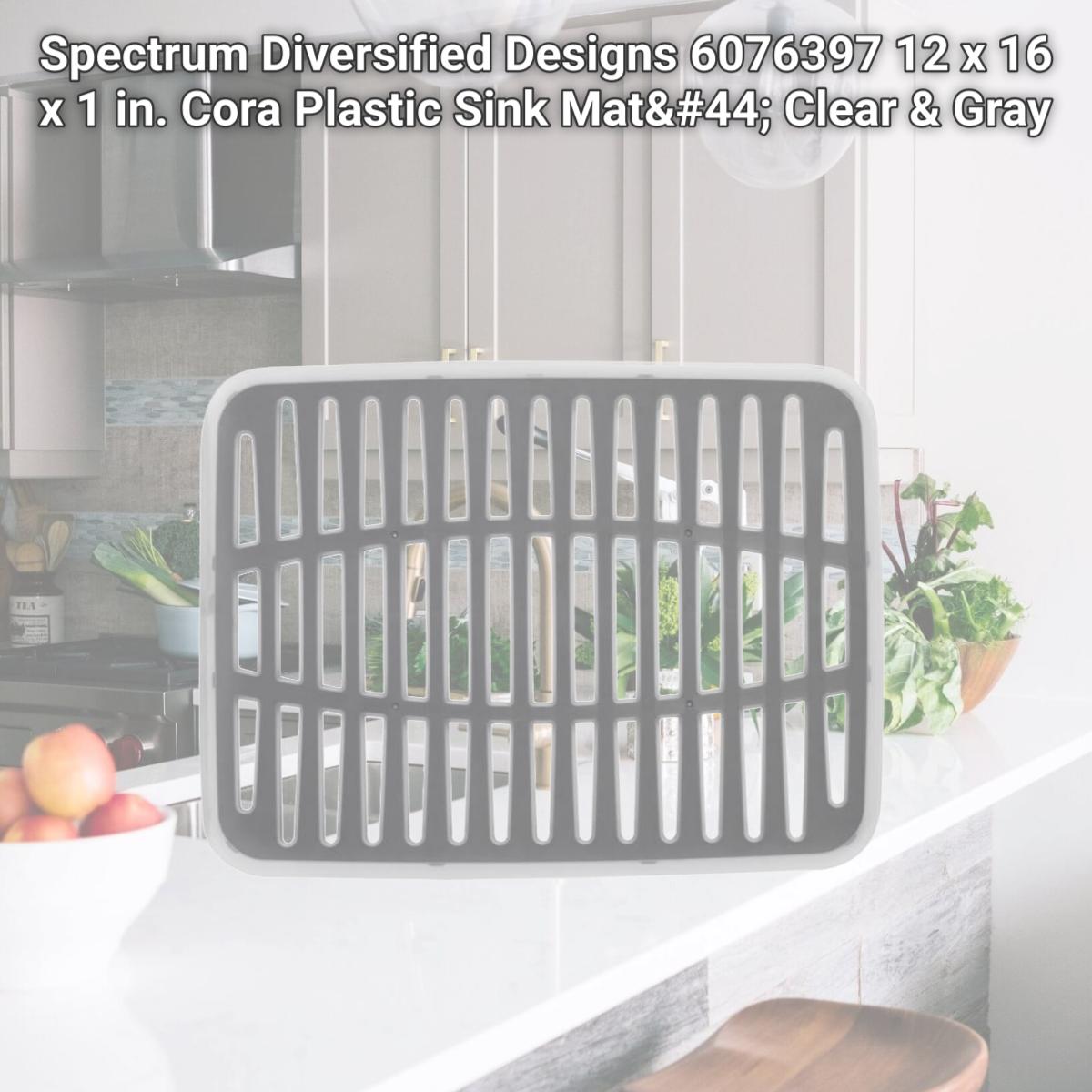 Picture of Spectrum Diversified Designs 6076397 12 x 16 x 1 in. Cora Plastic Sink Mat, Clear & Gray