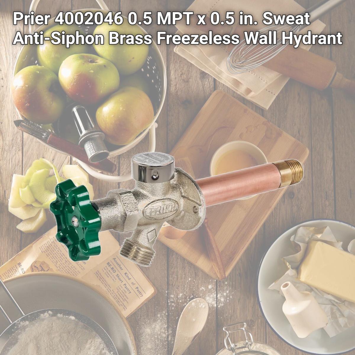 Picture of Prier 4002046 0.5 MPT x 0.5 in. Sweat Anti-Siphon Brass Freezeless Wall Hydrant