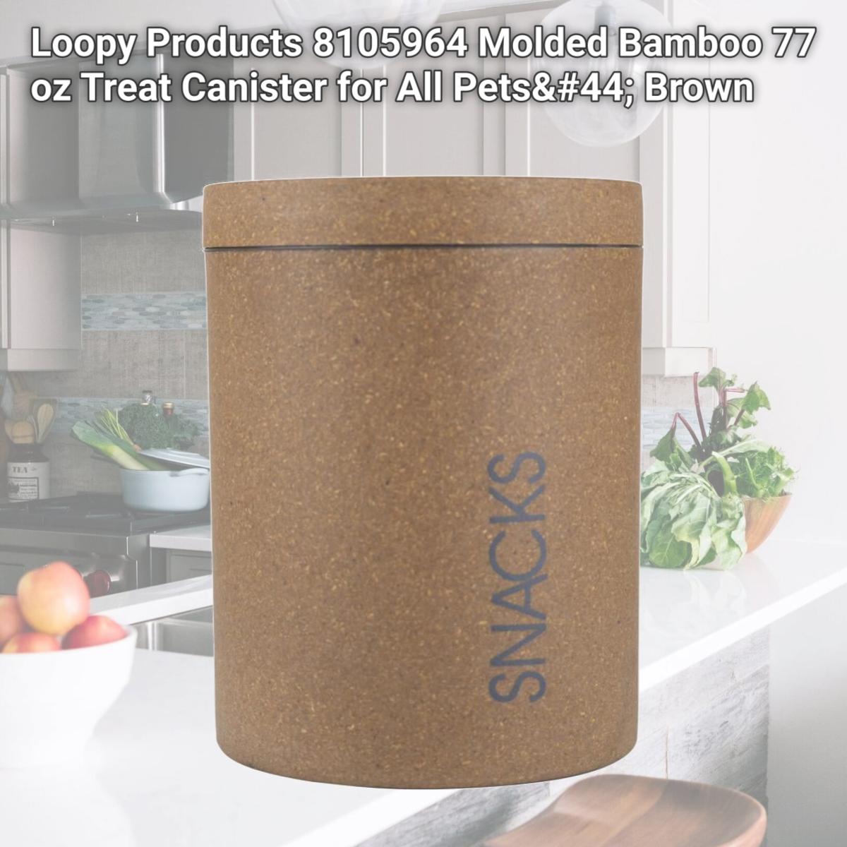 Picture of Loopy Products 8105964 Molded Bamboo 77 oz Treat Canister for All Pets, Brown