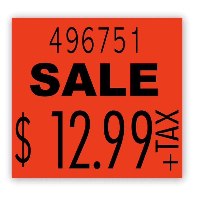 9100535 9 Piece Adhesive Backed Miscellaneous Price Labels - Red - 1750 per Page