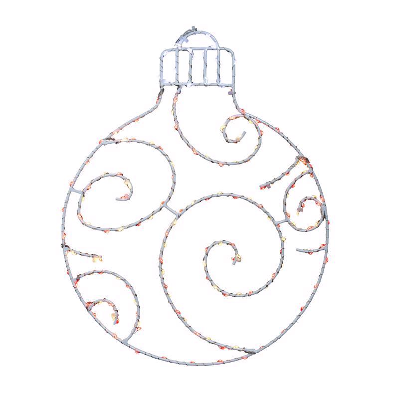 9096177 15 in. LED Ornament Silhouette Hanging Decor, Red & White