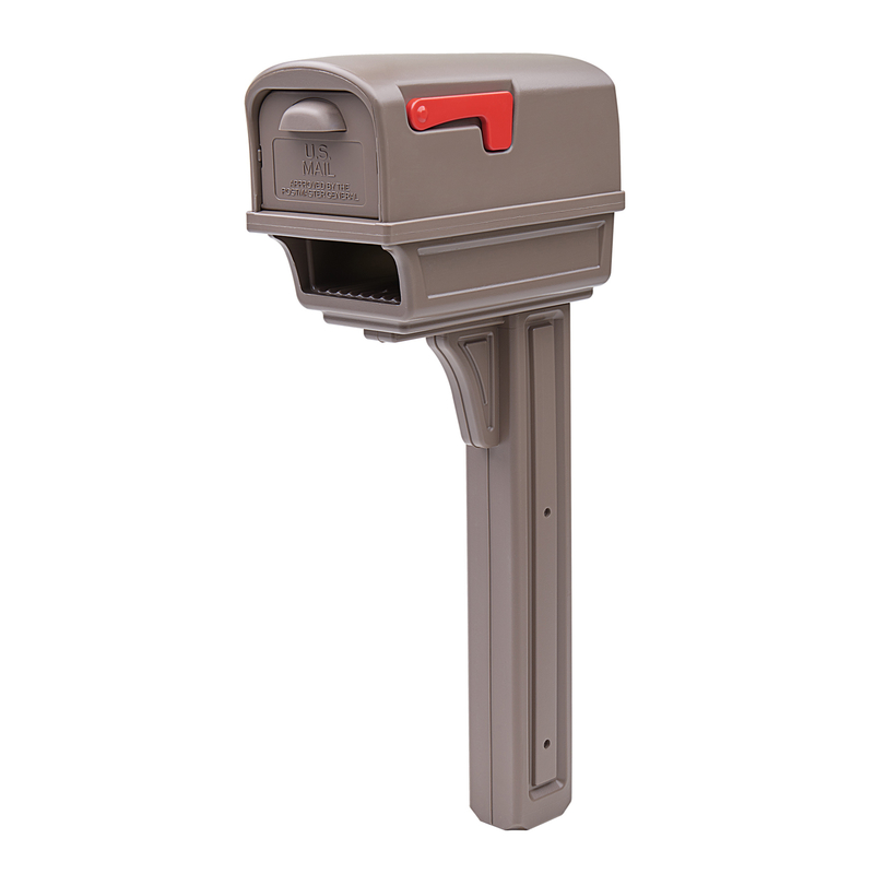 5465745 Gentry T3 Plastic Post Mount Mocha Mailbox