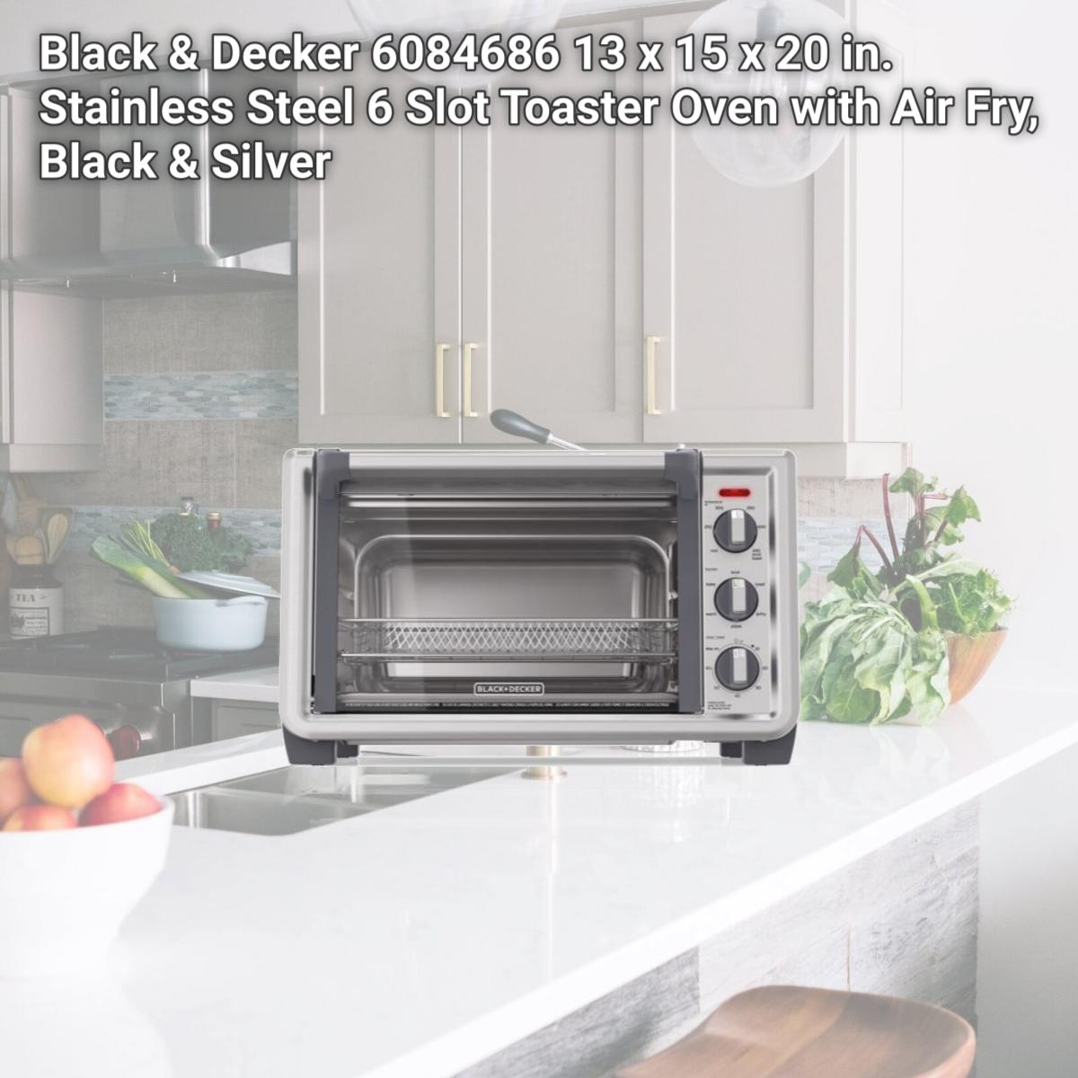 Picture of Black & Decker 6084686 13 x 15 x 20 in. Stainless Steel 6 Slot Toaster Oven with Air Fry, Black & Silver