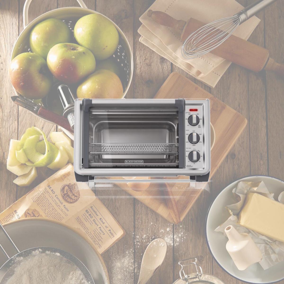 Picture of Black & Decker 6084686 13 x 15 x 20 in. Stainless Steel 6 Slot Toaster Oven with Air Fry, Black & Silver