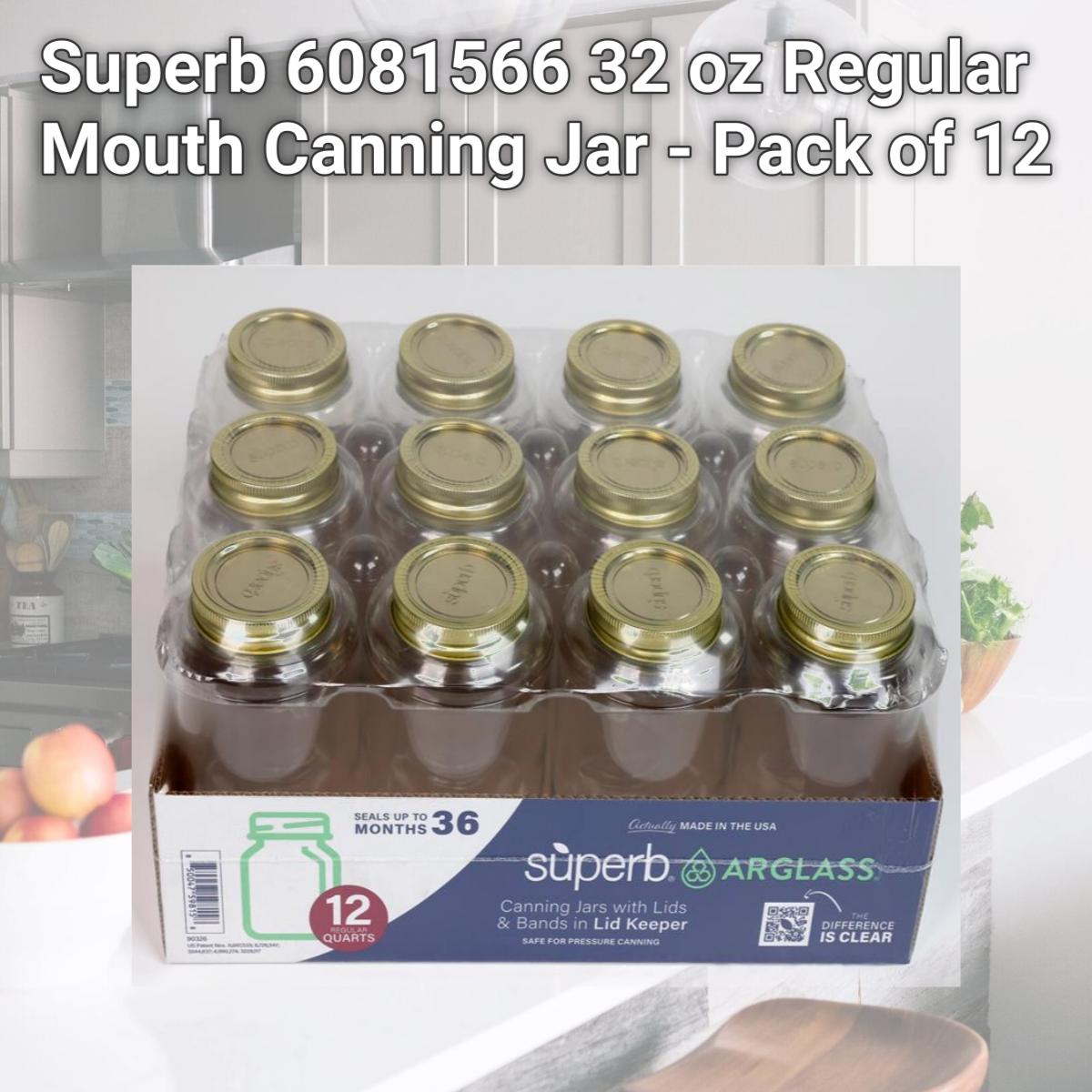 Picture of Superb 6081566 32 oz Regular Mouth Canning Jar - Pack of 12
