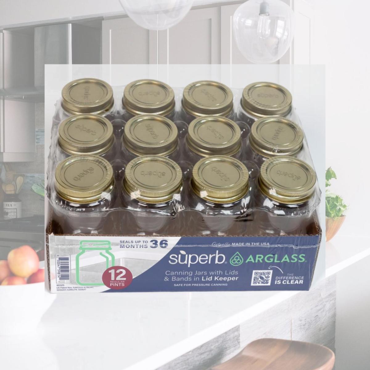 Picture of Superb 6081569 16 oz Regular Mouth Canning Jar - Pack of 12