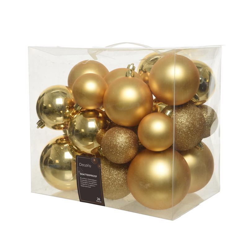 9107258 Decorous Gold & Assorted Color Shatterproof Ornaments
