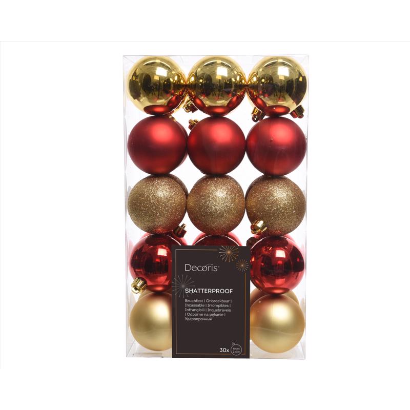 9107260 Decorous Gold & Red Shatterproof Ornaments
