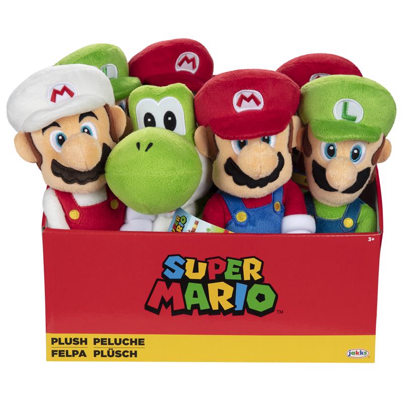 9102080 Super Mario Plush Toy, Assorted Color - 8 Piece - Pack of 16