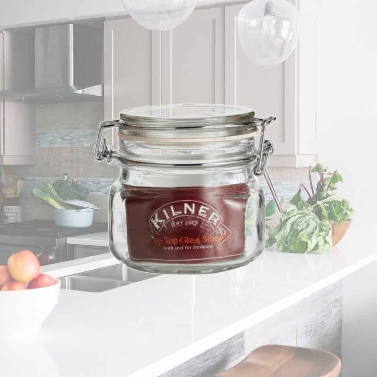 Picture of Kilner 0025510 Square Clip Top Storage Jar  17 oz - pack of 4