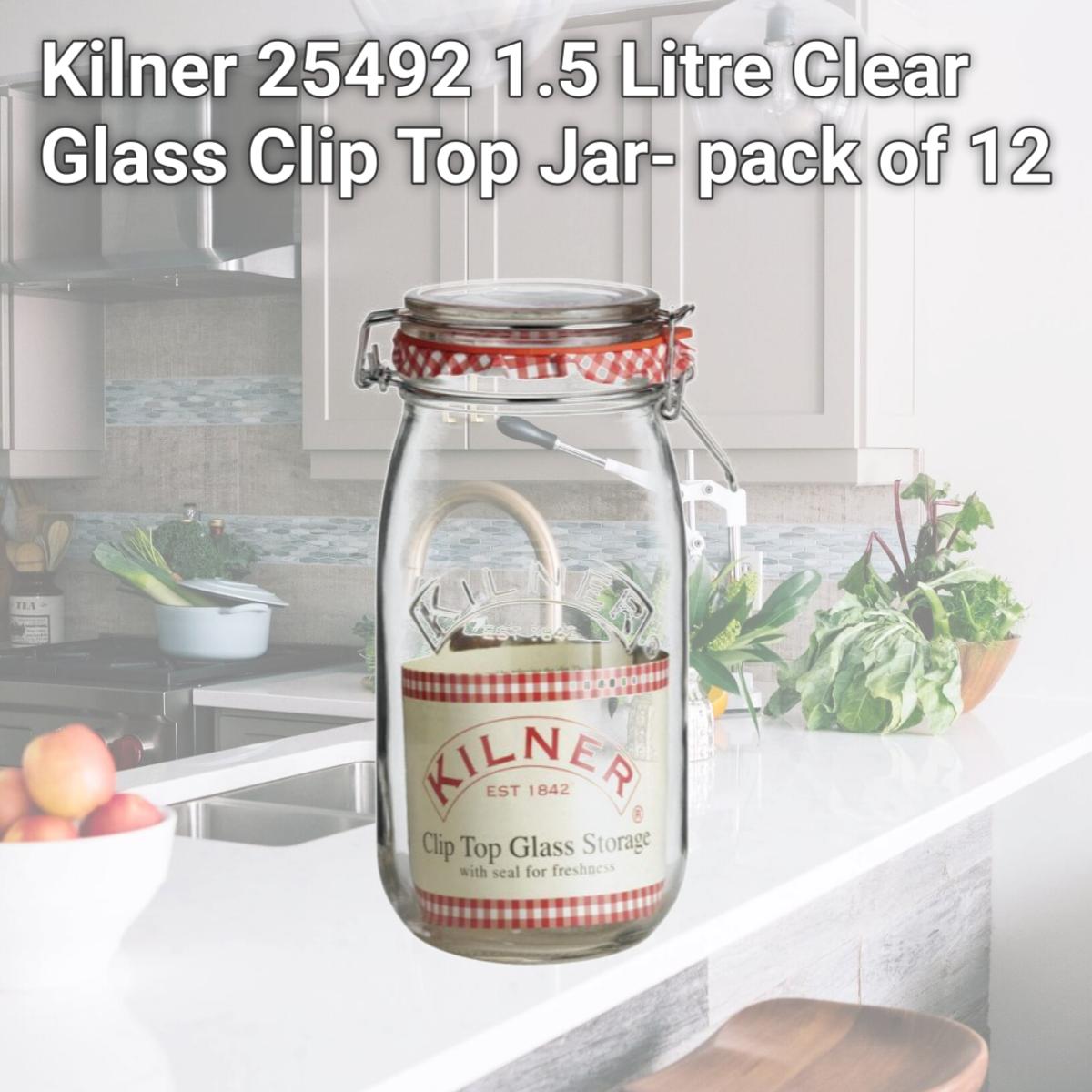 Picture of Kilner 25492 1.5 Litre Clear Glass Clip Top Jar- pack of 12