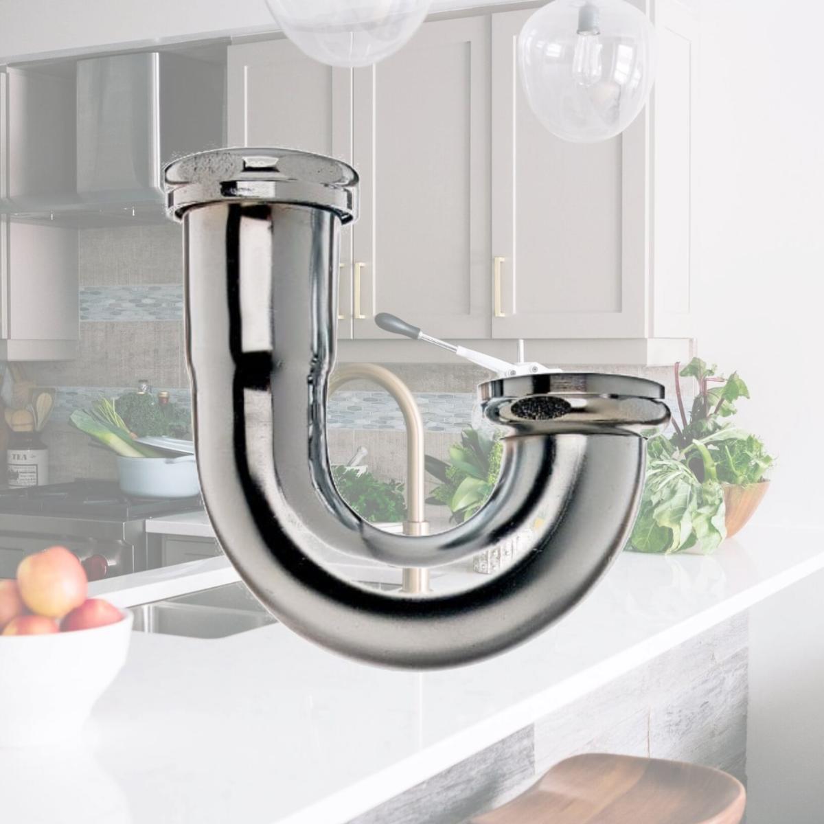 Picture of Keeney 10455XPCBN 1.5 x 1.5 in. 17 Gauge J Bend Sink Trap Brass Tubing Polished Chrome