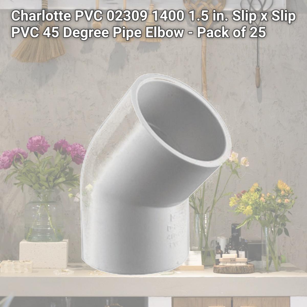 Picture of Charlotte PVC 02309 1400 1.5 in. Slip x Slip PVC 45 Degree Pipe Elbow -  Pack of  25