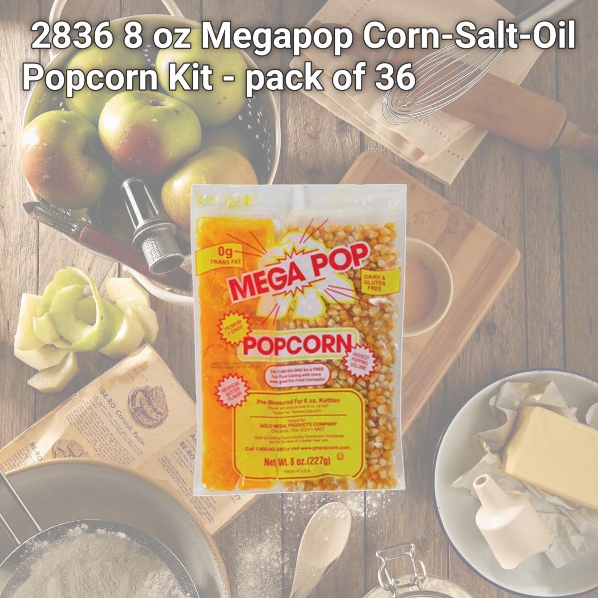 Picture of Gold Medal 2836 8 oz Megapop Corn-Salt-Oil Popcorn Kit - pack of 36