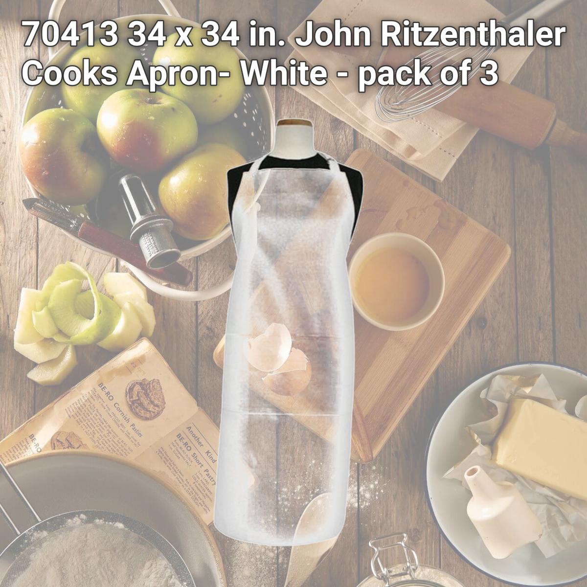 Picture of Kitchen Basics 70413 34 x 34 in. John Ritzenthaler Cooks Apron- White - pack of 3