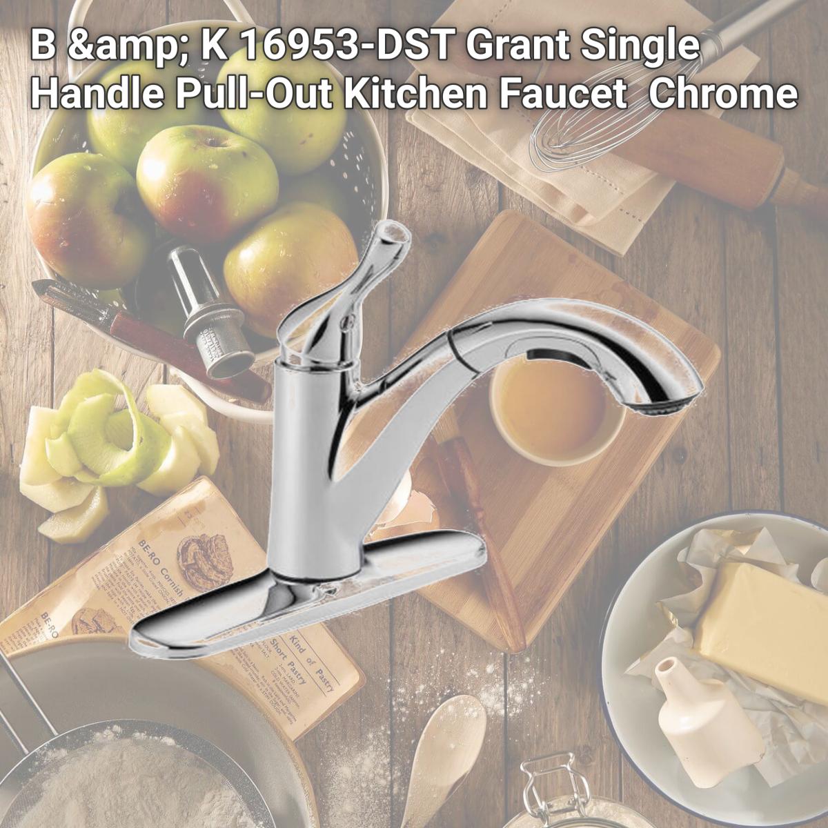 Picture of B &amp; K 16953-DST Grant Single Handle Pull-Out Kitchen Faucet  Chrome