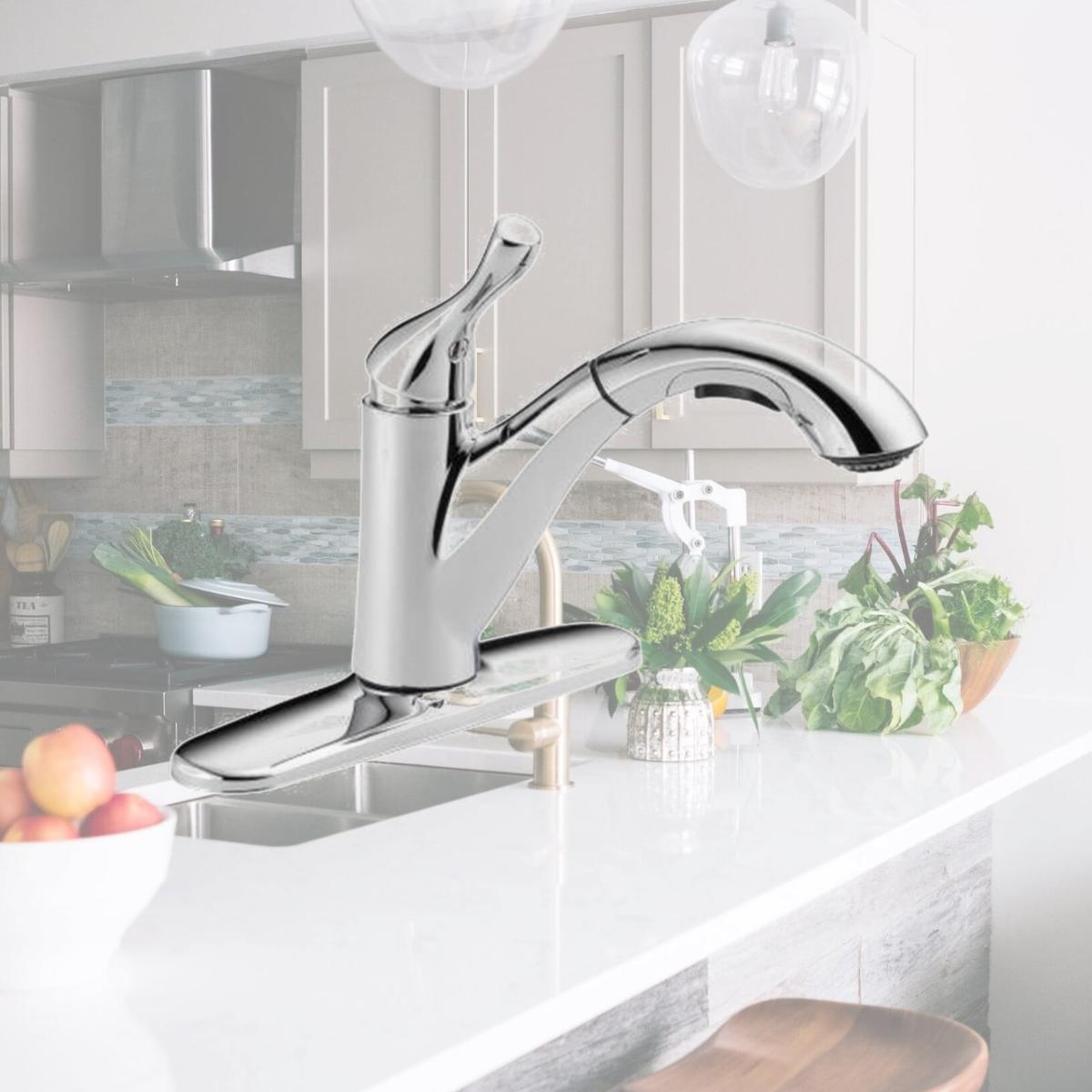 Picture of B &amp; K 16953-DST Grant Single Handle Pull-Out Kitchen Faucet  Chrome