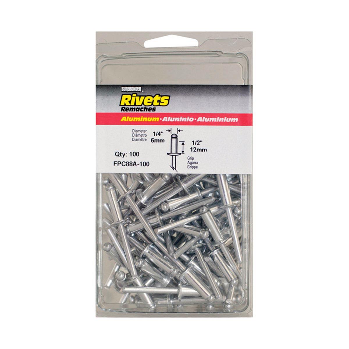 Fpc Fpc88a-100 0.25 X 0.5 In. Rivets Aluminum Long - 100 Pack