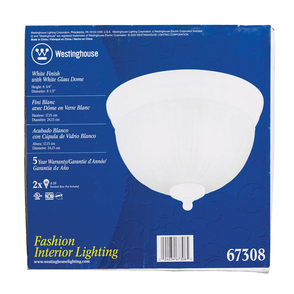 Ace Trading - Westinghouse Fs 67308 9.5 X 6.52 In. Two Light Fixture Ceiling White