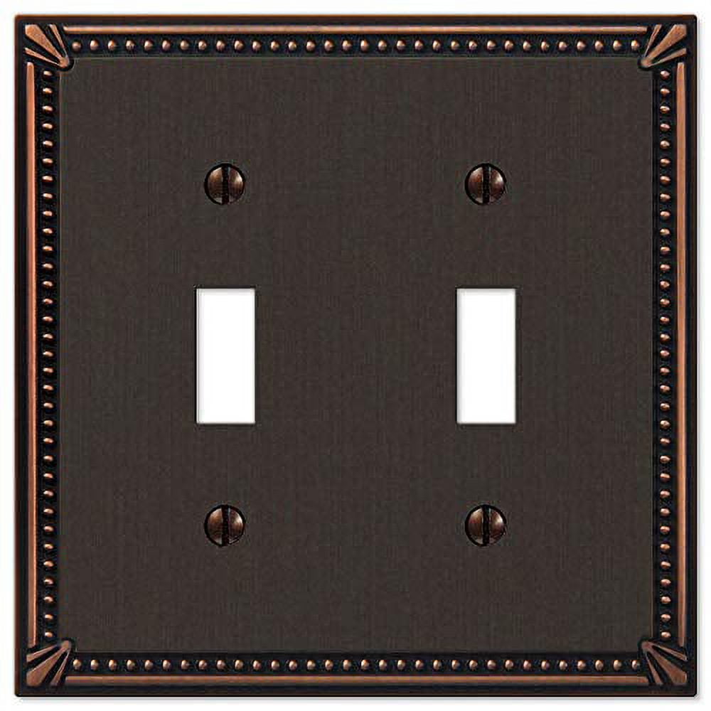 Wallplate Imperial Bead 2 Toggle Aged Bronze