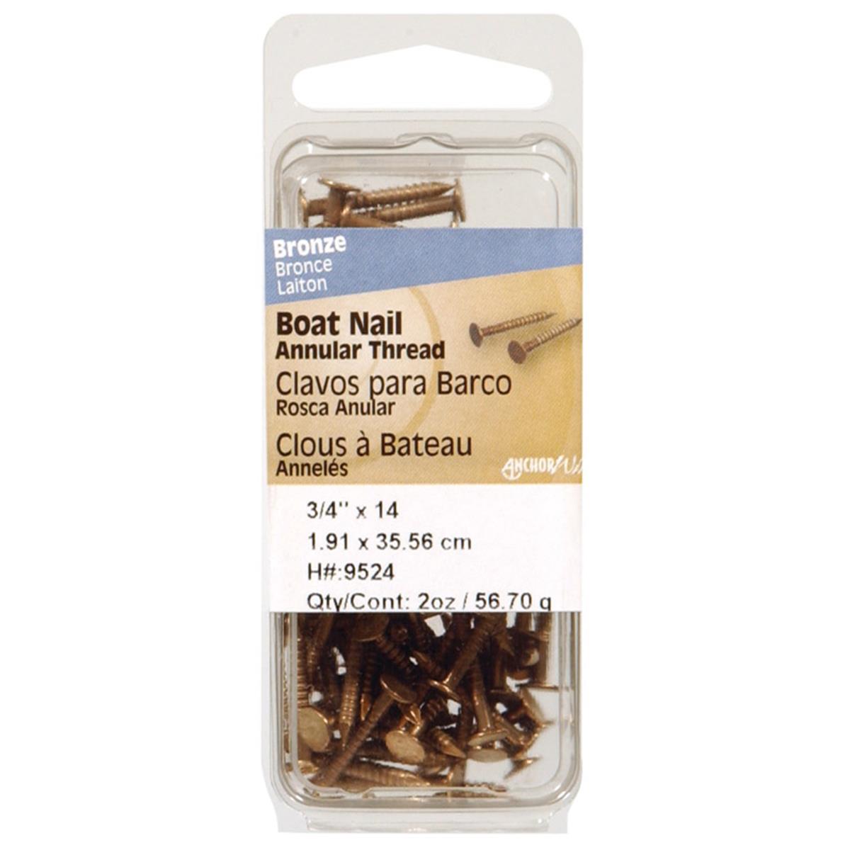9527 1.5 X 12 Bronze 2 Oz Boat Nail- Pack Of 6