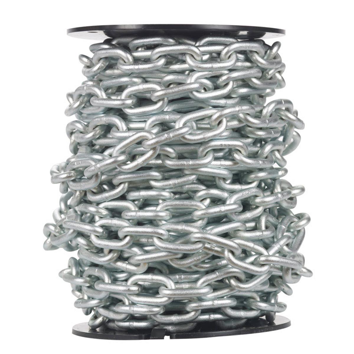 0722227 0.31 In. X 60 Ft. Proof Coil Chain Zinc Plated Silver