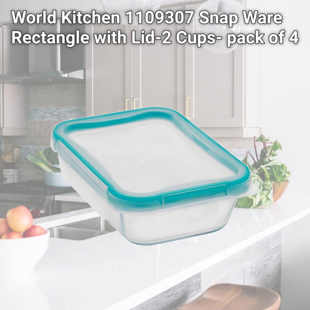 Picture of World Kitchen 1109307 Snap Ware Rectangle with Lid-2 Cups- pack of 4