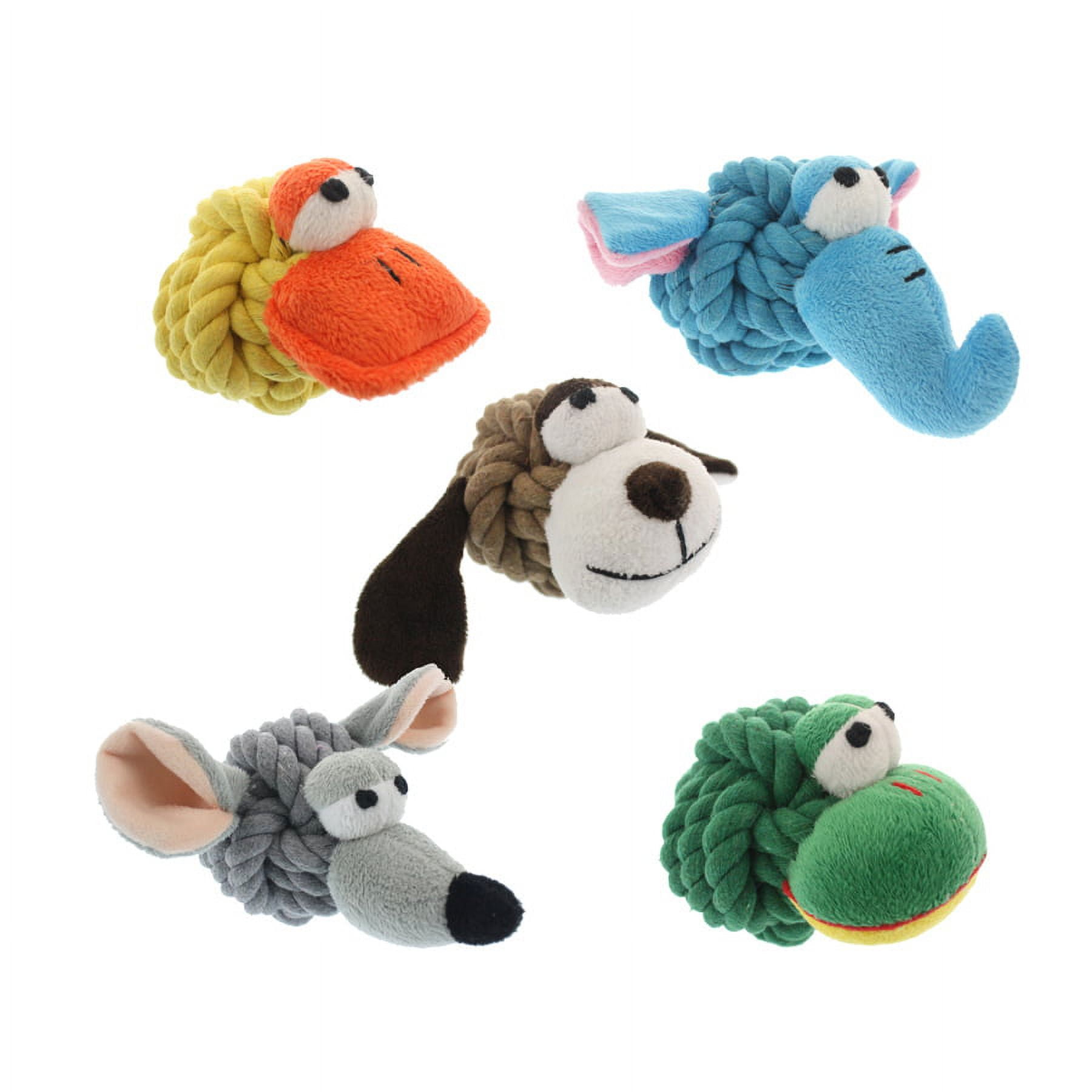 29035 4 In. Rope Head Animals Dog Toy
